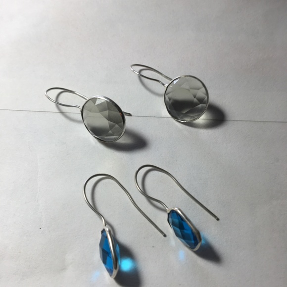 SOLD-bundle two pair topaz and silver earrings-grey/yellow and blue - Picture 3 of 5